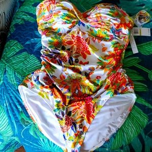 NWT BLEU ROD BEATTIE TROPICAL PRINT SWIM SUIT 14